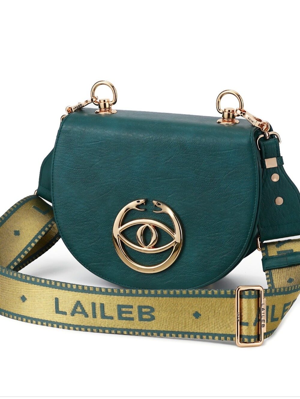 LAILEB Luna Dark Green Teal Crossbody Bag Gold Hardware Multiple Straps NIB